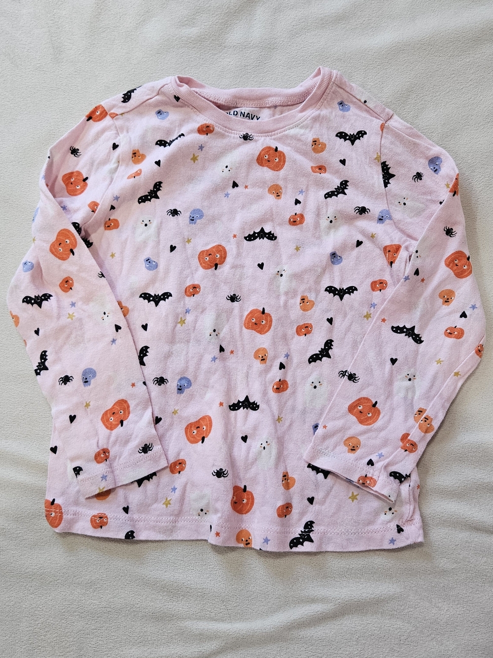 Old Navy Pink Halloween Pumpkin Long Sleeve Kids Pajama Top - 5T